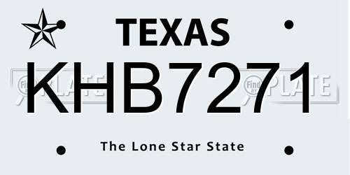 KHB7271 Texas License Plate