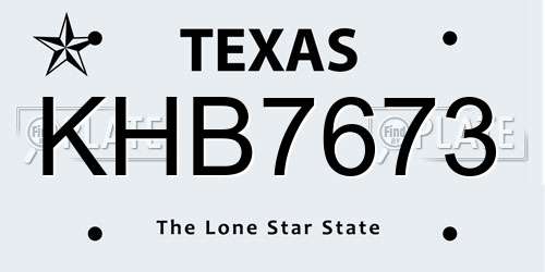 KHB7673 Texas License Plate