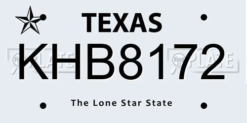 KHB8172 Texas License Plate