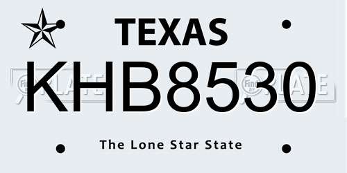 KHB8530 Texas License Plate