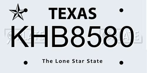 KHB8580 Texas License Plate