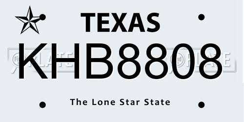 KHB8808 Texas License Plate