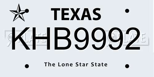 KHB9992 Texas License Plate