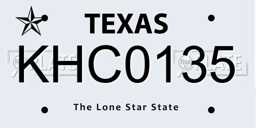KHC0135 Texas License Plate