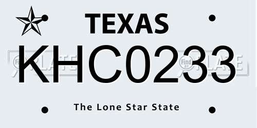 KHC0233 Texas License Plate