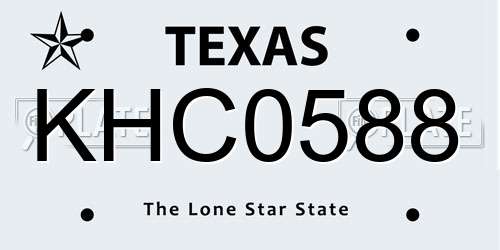 KHC0588 Texas License Plate