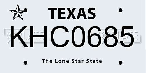 KHC0685 Texas License Plate