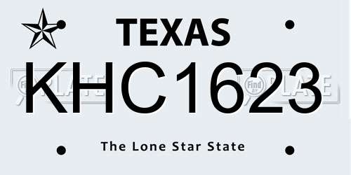 KHC1623 Texas License Plate