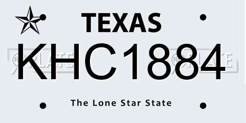 KHC1884 Texas License Plate