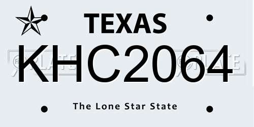 KHC2064 Texas License Plate