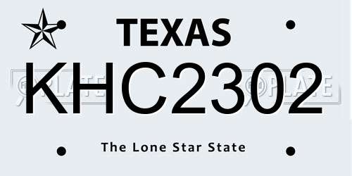 KHC2302 Texas License Plate