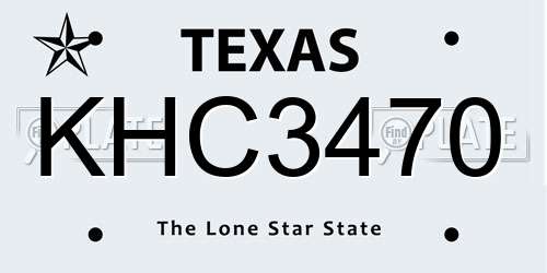 KHC3470 Texas License Plate
