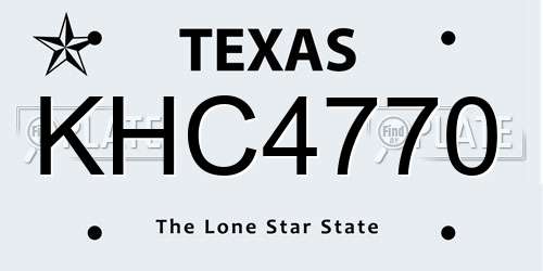 KHC4770 Texas License Plate