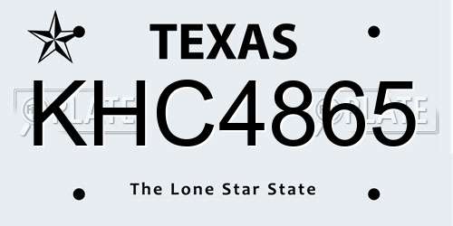 KHC4865 Texas License Plate