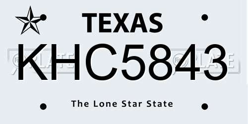 KHC5843 Texas License Plate