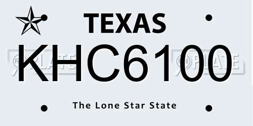KHC6100 Texas License Plate