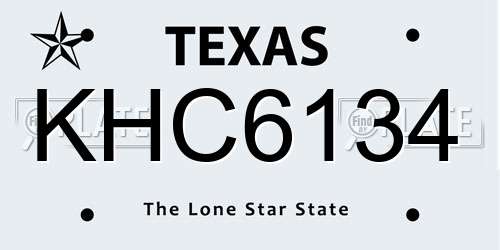 KHC6134 Texas License Plate