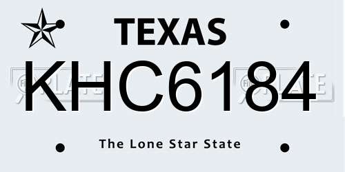 KHC6184 Texas License Plate