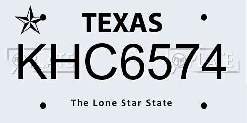 KHC6574 Texas License Plate