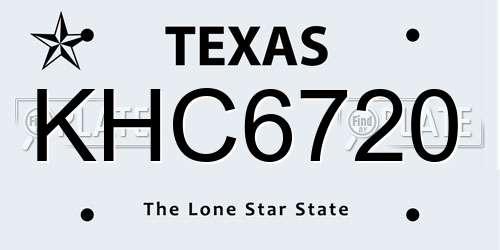 KHC6720 Texas License Plate