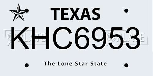 KHC6953 Texas License Plate