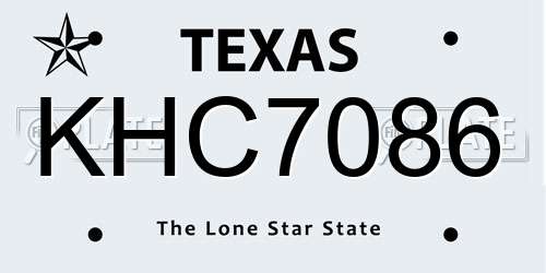 KHC7086 Texas License Plate