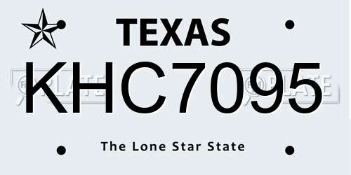 KHC7095 Texas License Plate