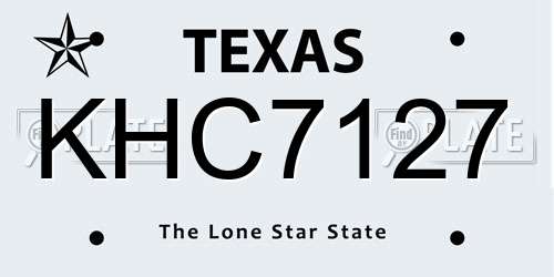 KHC7127 Texas License Plate