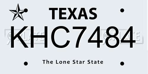 KHC7484 Texas License Plate