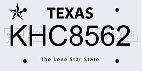 KHC8562 Texas License Plate