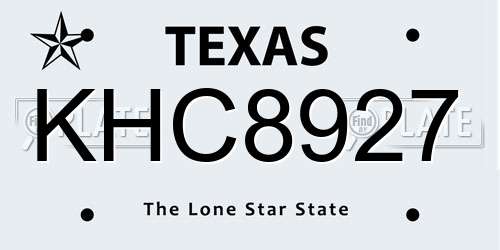 KHC8927 Texas License Plate