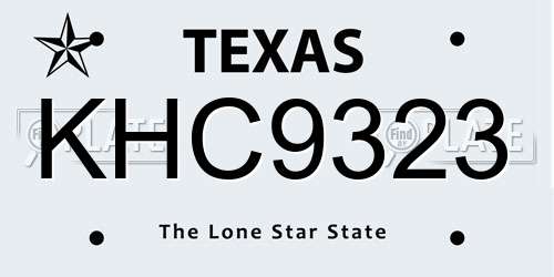 KHC9323 Texas License Plate