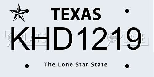 KHD1219 Texas License Plate