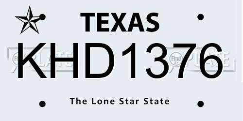 KHD1376 Texas License Plate