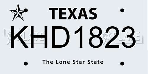 KHD1823 Texas License Plate