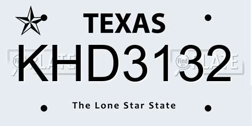 KHD3132 Texas License Plate
