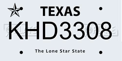 KHD3308 Texas License Plate
