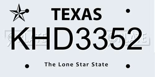 KHD3352 Texas License Plate