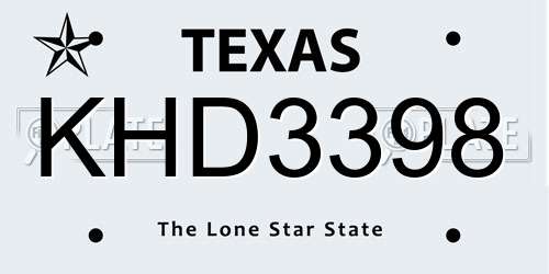 KHD3398 Texas License Plate