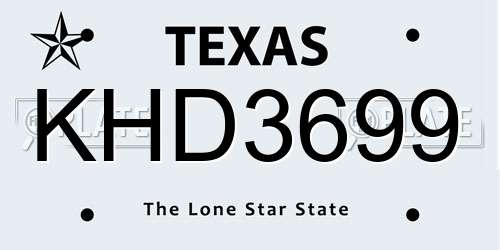 KHD3699 Texas License Plate