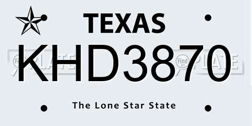 KHD3870 Texas License Plate