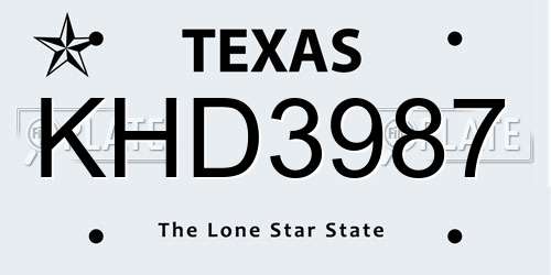 KHD3987 Texas License Plate
