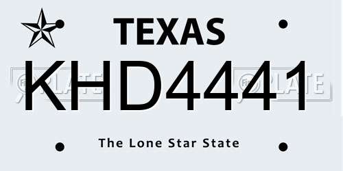 KHD4441 Texas License Plate