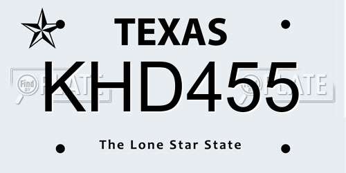 KHD455 Texas License Plate