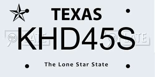 KHD45S Texas License Plate