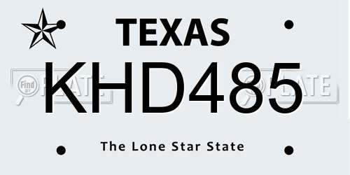 KHD485 Texas License Plate