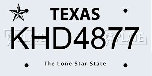 KHD4877 Texas License Plate