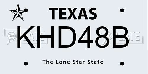 KHD48B Texas License Plate