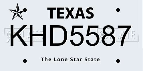 KHD5587 Texas License Plate