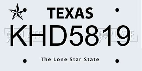 KHD5819 Texas License Plate